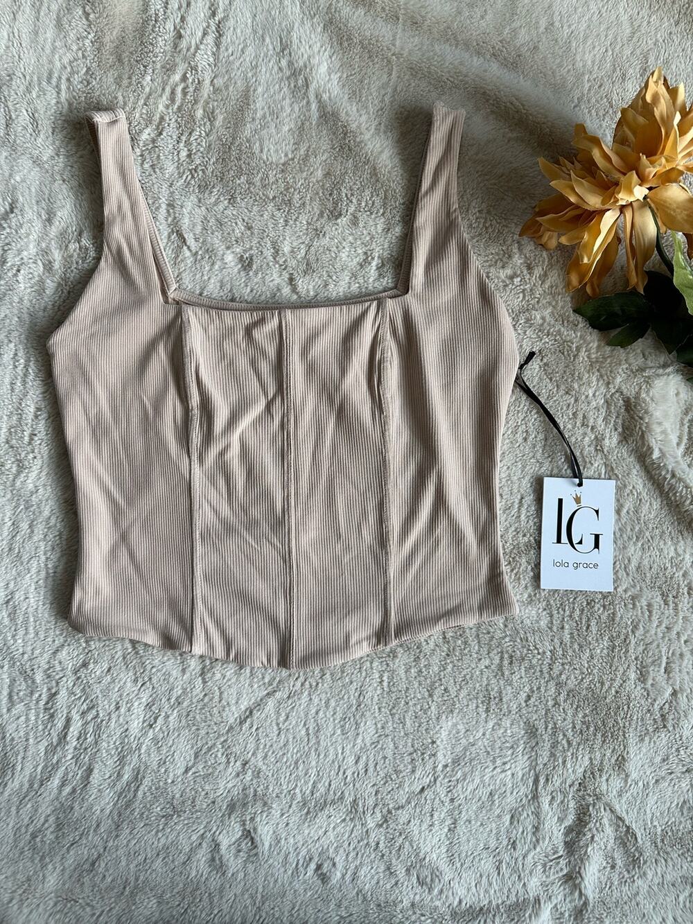 Lola Grace Square Neck Corset Tank Medium